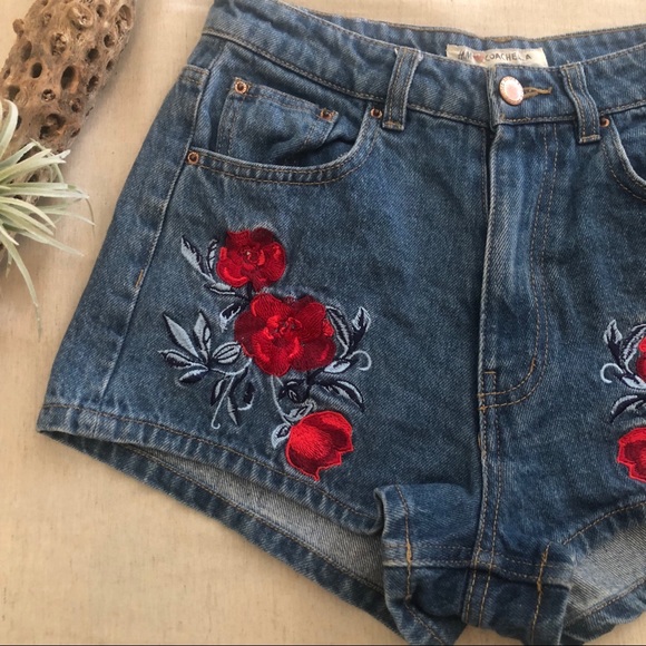 H&M Pants - H&M for Coachella Rose Embroidered Shorts sz 6